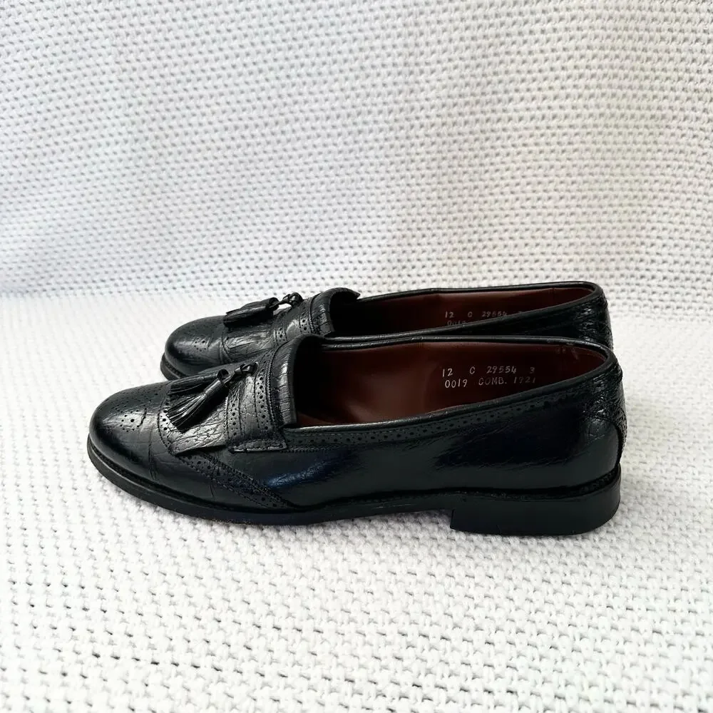 Allen Edmonds Bridgeton Black Penny Loafer Wing Tip Tassel Slip On Brogue 12C